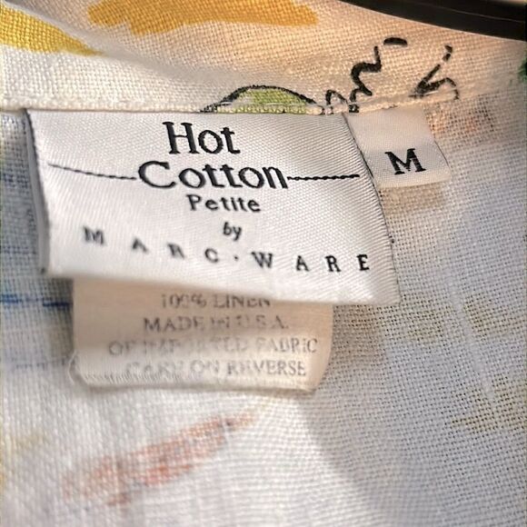 VINTAGE 1990s HOT COTTON PETITE MARC WARE RETRO BEACH SEASCAPE HAWAIIAN SHIRT MP - Picture 11 of 12